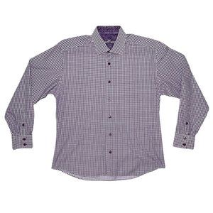 Bertigo Purple & White Mini Diamond Check Men's Button Front Dress Shirt